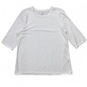 J. Jill Pure Jill Stretch White Pima‎ Cotton Ballet Sleeve Tee Women's Large